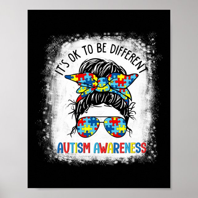 Poster É Ok Ser Diferente Consciência do Autismo Coque De (Frente)