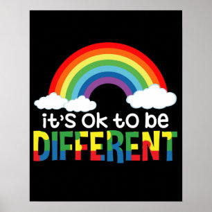 Poster É Ok Ser Diferente Conscientização do Autismo