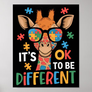 Poster É Ok Ser Diferente Girafa Consciência do Autismo B
