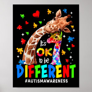 Poster É Ok Ser Diferente Girafa Conscientização do Autis