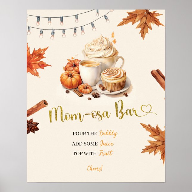 Poster É Outono, Abóbora Está Preparando Café Chá de Bebê (Frente)