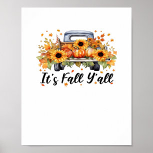 Poster É outono, "Pumpkin Autumn Tree Hello Fall Wom"