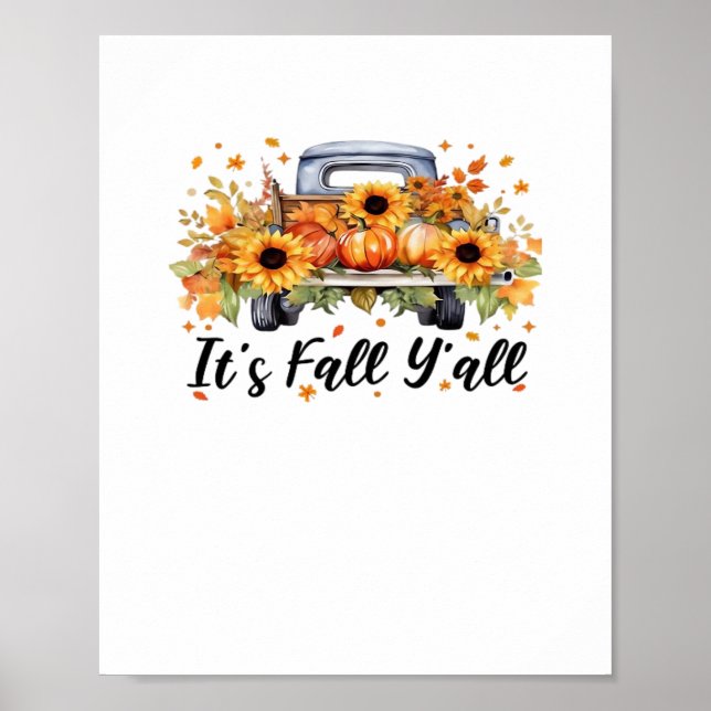 Poster É outono, "Pumpkin Autumn Tree Hello Fall Wom" (Frente)