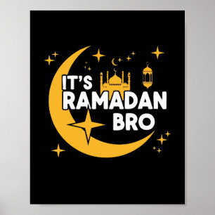 Poster É Ramadan, irmão. Feliz jejum. Crescente Islâmico