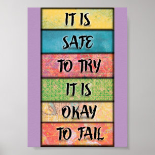 Poster É Seguro Tentar - Arte Motivacional Inspiradora