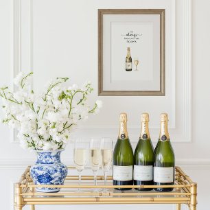 Poster É Sempre Hora do Prosecco ou Champanhe Arte