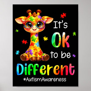 Poster É ser diferente girafa fofa animal autismo