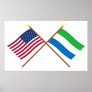 Poster E.U. e bandeiras cruzadas Sierra Leone