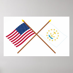 Poster E.U. e Rhode - bandeiras cruzadas ilha