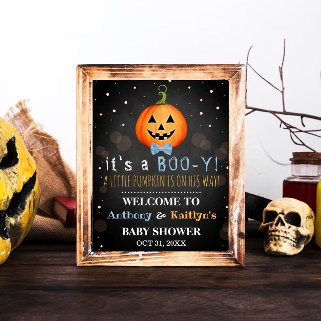 Poster É um Boo-y! Chá de fraldas de Halloween de Pequeno (Criador carregado)