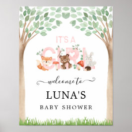 Poster É um Chá de fraldas de Garota Woodland Bem-vindo