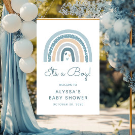 Poster É um Menino Boho Arco-Íris Chamada para Baby Showe