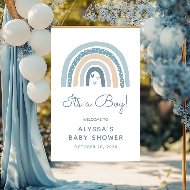 Poster É um Menino Boho Arco-Íris Chamada para Baby Showe (Criador carregado)