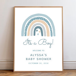 Poster É um menino Boho Arco-íris Placa de Boas-vindas ao
