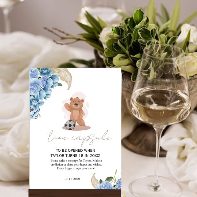 Poster É um rapaz urso chá de fraldas azul giro (Criador carregado)