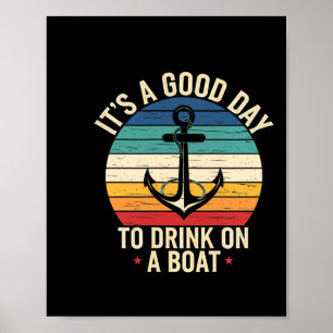Poster É Uma Bebida No Tema Âncora Náutica De Verão No Ba