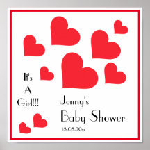 É uma garota! - Chá de fraldas Personalizado Coraç