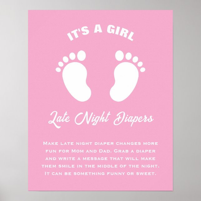 Poster É Uma Menina Chuveiro de Bebê Frio Divertido Frald (Frente)