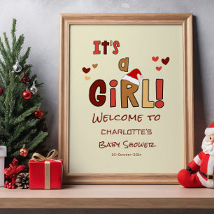 Poster É uma Menina! Placa de Boas-Vindas para Chá de Beb