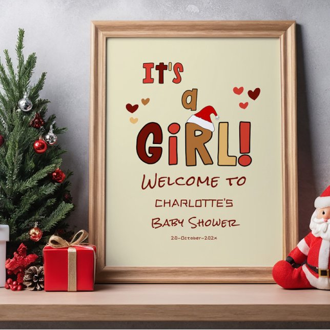 Poster É uma Menina! Placa de Boas-Vindas para Chá de Beb (Criador carregado)