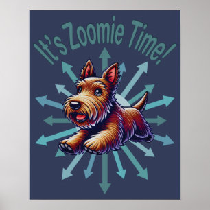 Poster É Zoomie Time Brown Scotty