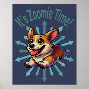 Poster É Zoomie Time Corgi