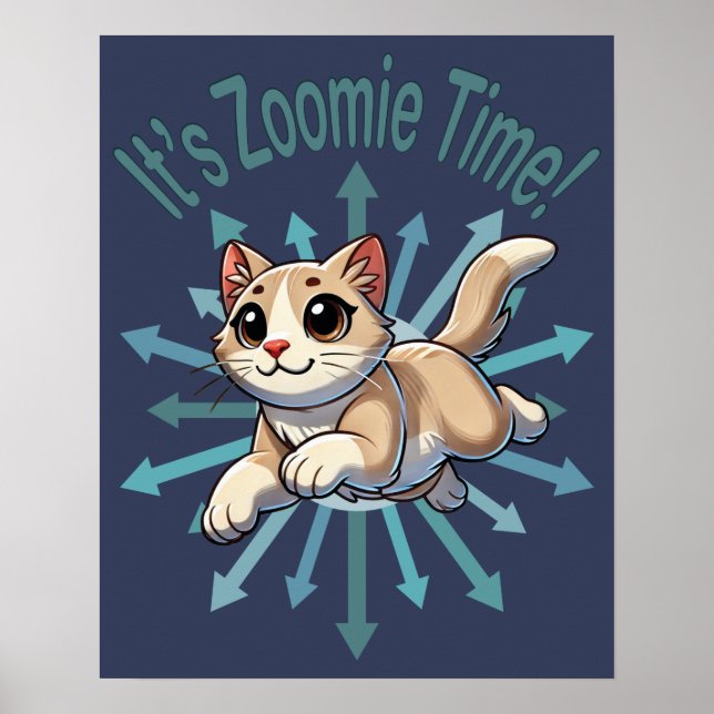 Poster É Zoomie Time Tan Bicolor Cat (Frente)
