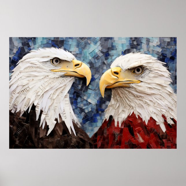Poster Eagle Animal Bird Art Decor Paint Mosaico (Frente)