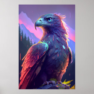 Poster Eagle Bird Retrait Painting Willife