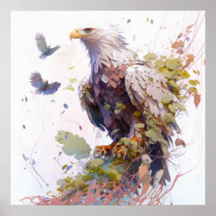 Poster Eagle Bird Retrato Animal Pintando Vida Selvagem