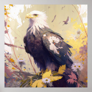 Poster Eagle Bird Retrato Animal Pintando Vida Selvagem