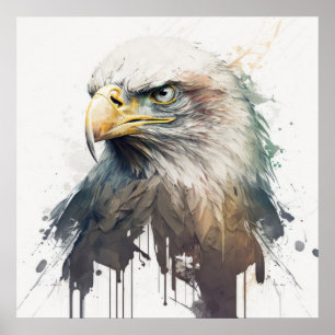 Poster Eagle Bird Retrato Animal Pintando Vida Selvagem
