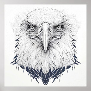 Poster Eagle Bird Wild Nature Illustration Art