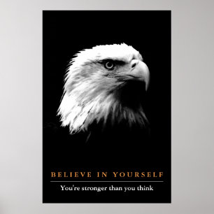 Poster Eagle branco preto inspirador acredita em o senhor