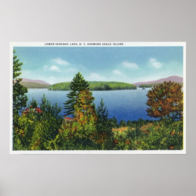Poster Eagle Island e Lower Saranac Lake View (Frente)