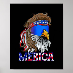 Poster Eagle Mullet 4 de julho EUA Flag Merica