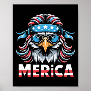 Poster Eagle Mullet Sungles Merica Usa Bandeira Americana