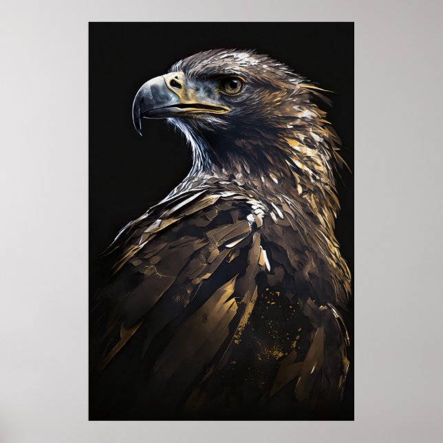 Poster Eagle Retrait Animal Nature Willife Pintura (Frente)