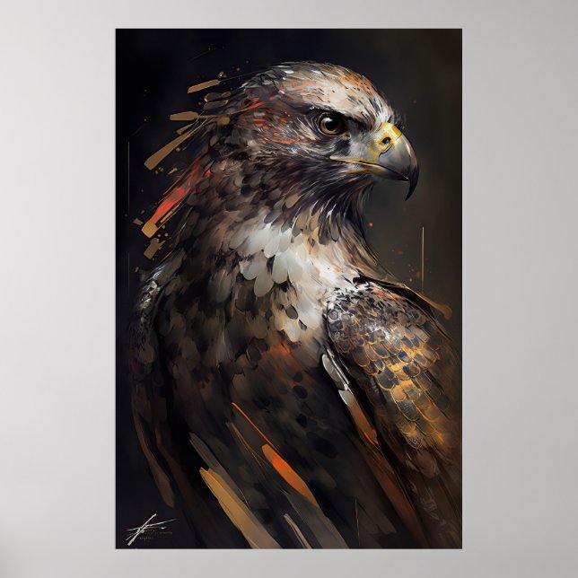 Poster Eagle Retrait Animal Nature Willife Pintura (Frente)