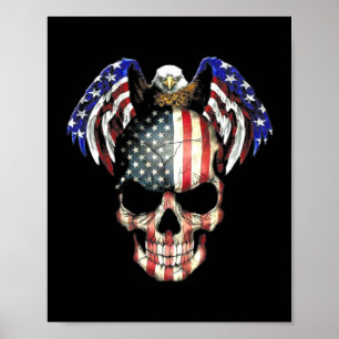 Poster Eagle Skull American Flag