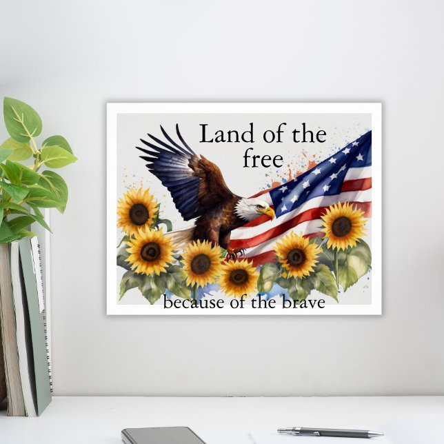Poster Eagle Sunflower American Flag 4 De Julho (Eagle Sunflowers American Flag 4th Of July Poster
)
