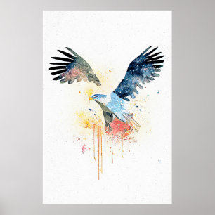 Poster Eagle Wild Animal Nature Watercolor Pintura