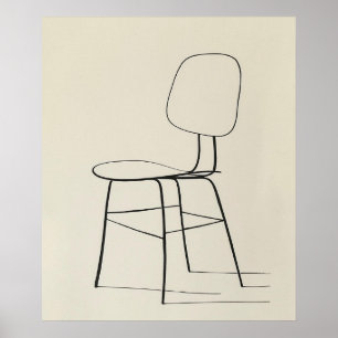 Poster Eames meio século de Cadeira moderna arte de linha