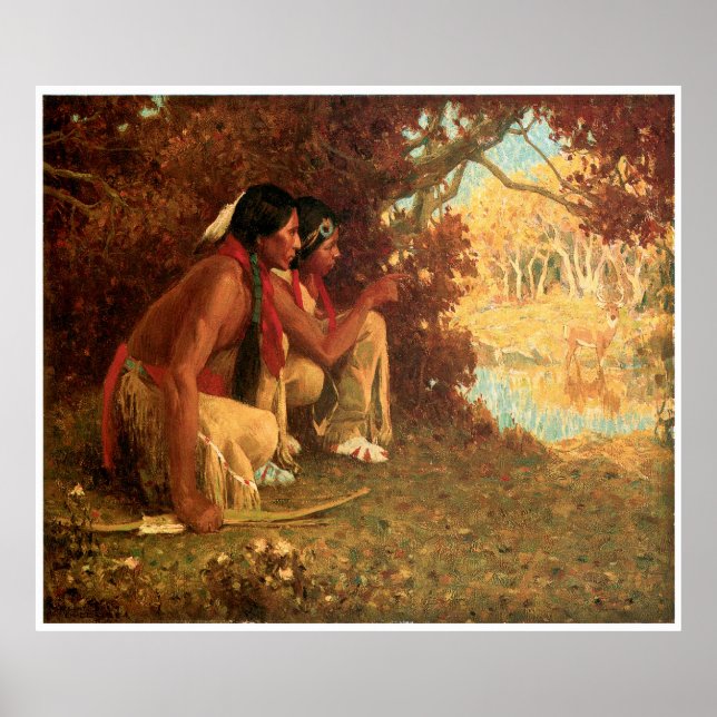 Pôster Eanger Irving Couse está caçando por Deer (Frente)