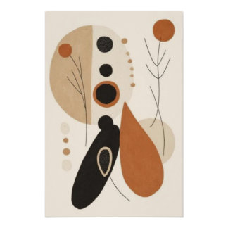 Pôster Earth Balance I | Geo Botânico Abstrato Moderno