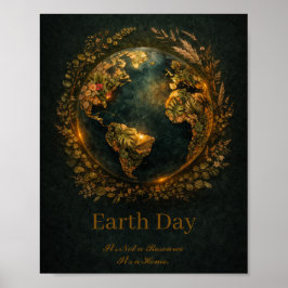 Poster Earth Day Dark Botanical Wreath Nature Lover Gift 