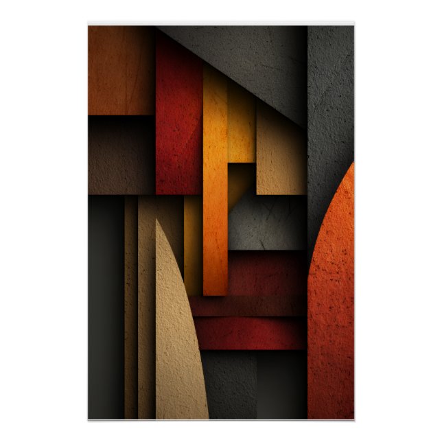 Pôster Earth Tone Geometric Layers Abstract (Frente)