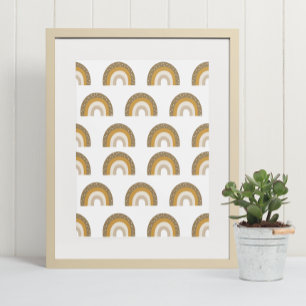 Poster Earthy Brown Boho Rainbow Nursery Kids Wall Art