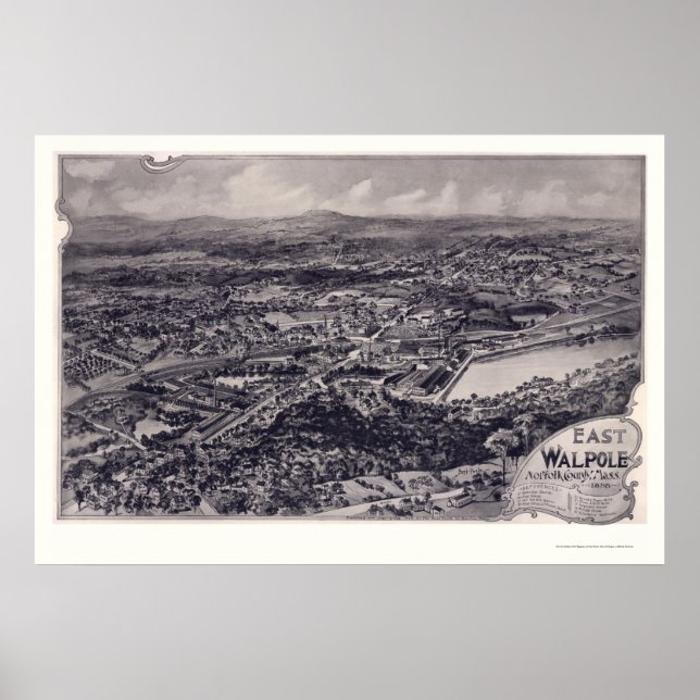 Pôster East Walpole, Mapa Panorâmico MÃE - 1898 (Frente)