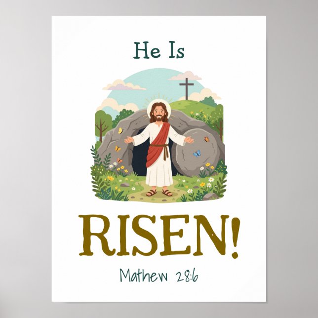 Poster Easter Bible Verse Kids Christian Scripture (Frente)